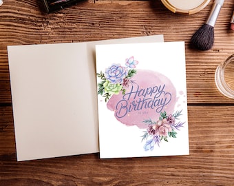 Blumen Aquarell Geburtstagskarte (Digitaler Download)