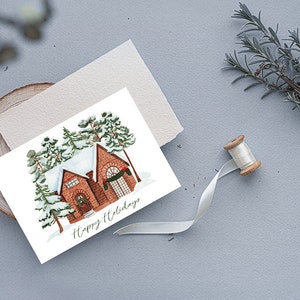 Cartão de Natal digital, cartão de Natal, cartão de Natal para impressão, cartão para impressão, cartão de férias, cartão de feliz ano novo, aquarela