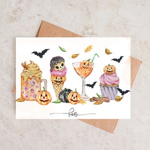 Carte numérique, carte imprimable, carte d'halloween imprimable, carte numérique, téléchargement numérique, carte d'automne, carte d'anniversaire, aquarelle, boo gram
