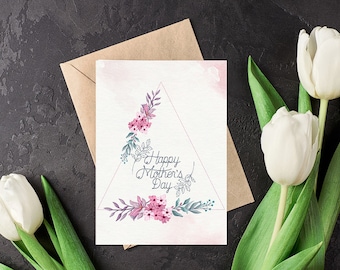 Digital Mother's day card, printable mother's day card, digital download, floral card, happy mother's day, printable card, minimalist card