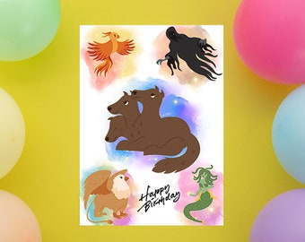 Digital Birthday Card, printable birthday card, printable card,wizard birthday, digital download, happy birthday, kid birthday card