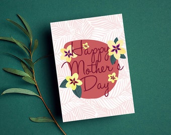 Digital Mother's day card, printable mother's day card, digital download, floral card, happy mother's day, printable card, minimalist card