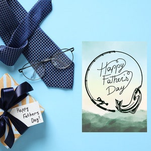 Digital Father&#39;s day card, fathers day card, printable card, watercolor card, printable father&#39;s day, card for him, card for dad