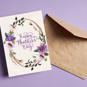 Digital Mother&#39;s day card, printable mother&#39;s day card, digital download, floral card, happy mother&#39;s day, printable card, minimalist card