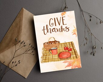 Digital Thanksgiving card, printable thanksgiving card, happy thanksgiving, fall card, pumpkin card