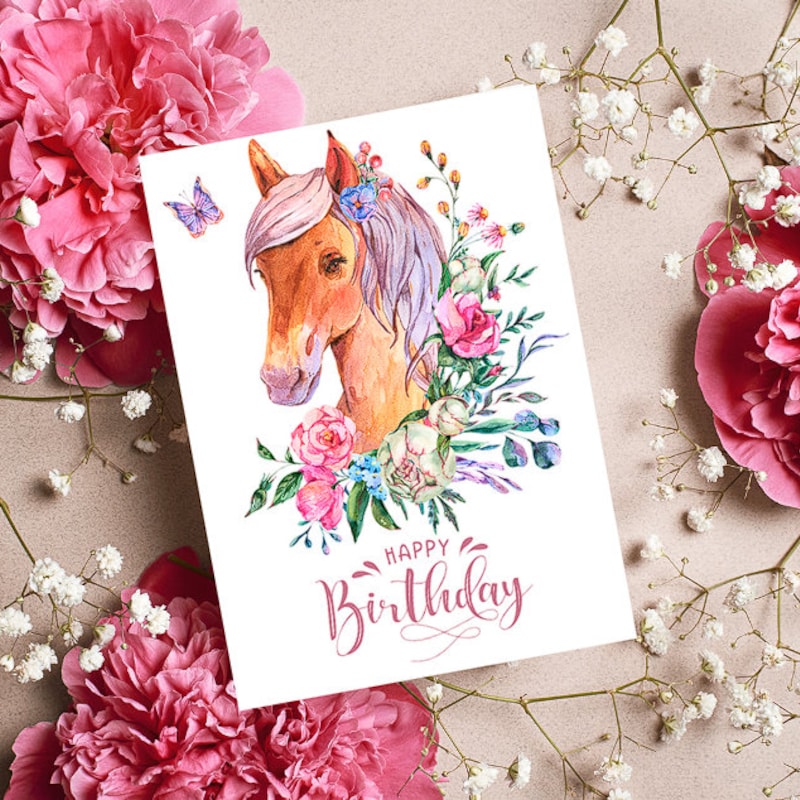 Horse Printable Birthday Card - Etsy