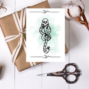 Tarjeta digital, tarjeta imprimible, tarjeta de calavera, tarjeta en blanco, tarjeta de cualquier ocasión, descarga imprimible, marca oscura, tarjeta gótica, tarjeta de mago