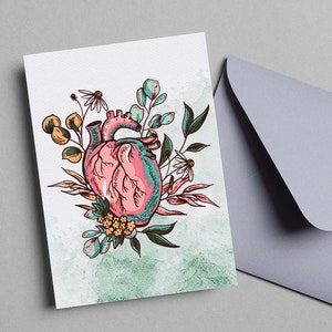 Digitale Karte, digitaler Download, druckbare Karte, Karte für jeden Anlass, Steam Punk-Karte, Blumenkarte, Herzkarte