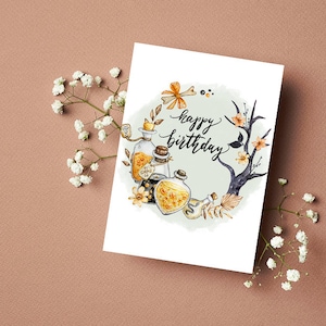Digital Birthday Card, printable birthday card, printable card, digital card, digital download, autumn card, birthday card, watercolor