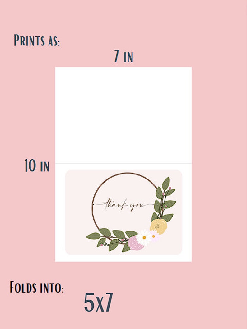 Floral Printable Thank You Card (digital Download) - Etsy