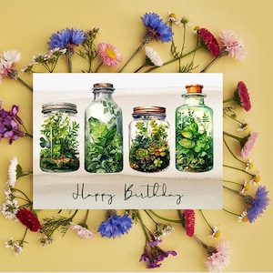 Cartão de aniversário digital, cartão de aniversário para impressão, cartão para impressão, download digital, cartão floral, cartão de aniversário, aquarela floral