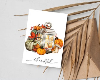 Digital Thanksgiving card, printable thanksgiving card, happy thanksgiving, fall card, pumpkin card