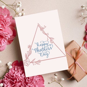 Digital Mother&#39;s day card, printable mother&#39;s day card, digital download, floral card, happy mother&#39;s day, printable card, minimalist card