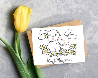 Digital Mother's day card, printable mother's day card, digital download, floral card, happy mother's day, printable card, minimalist card