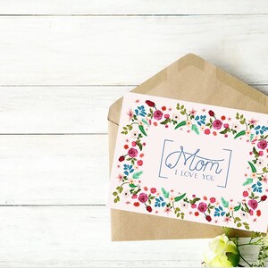 Digital Mother&#39;s day card, printable mother&#39;s day card, digital download, floral card, happy mother&#39;s day, printable card, minimalist card