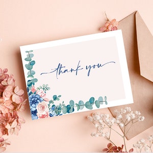 Digital thank you card, printable thank you, printable, digital download, floral thank you, thank you card, floral card