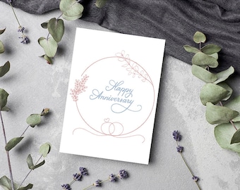 Floral Anniversary Card, Printable Anniversary Gift (Digital Download)