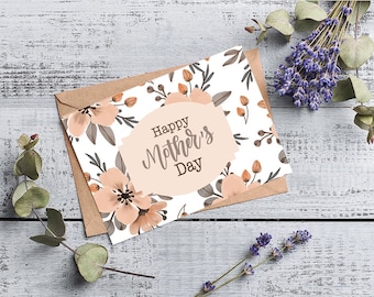 Digital Floral Mother's Day card, Printable Mother's day card, Floral card, printable card, digital card, digital download