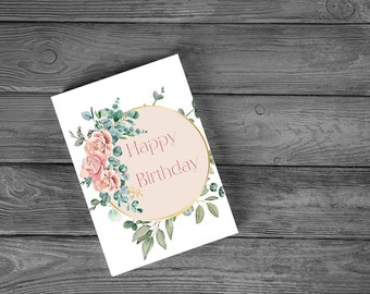 Printable Floral Birthday Card (Digital Download)