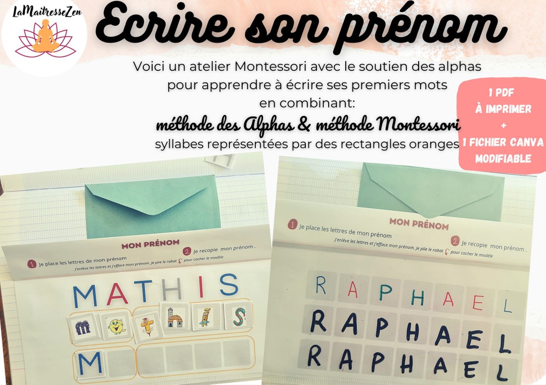 Kit Montessori apprendre à écrire son prénom en capitales Etsy France