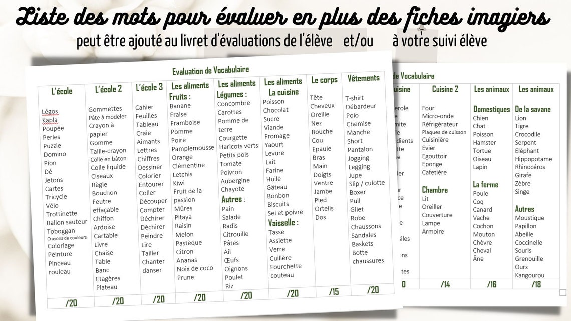 Cahier de vocabulaire maternelle - Etsy France