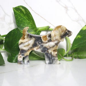 Crystal Dog Carving, Sphalerite Beagle Figurine, Blue Chalcedony Basset Hound Statue, Gemstone Puppy Sculpture, Foxhound Pet Memorial Gift