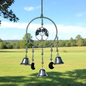 Witch Bells Door Hanging, Crystal Protection Bell, Lucky Wind Chime, Home Ward Decor, Abundance Blessing, Wiccan Witchy Gift