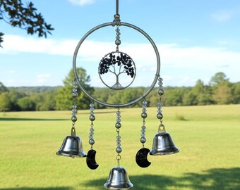 Witch Bells Door Hanging, Crystal Protection Bell, Lucky Wind Chime, Home Ward Decor, Abundance Blessing, Wiccan Witchy Gift