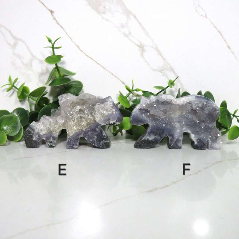 Blue Amethyst Crystal Bear Carving, Druzy Blue Gemtone Statue, Hand-Carved Stone Bear Figurine, Nature Home Decor, Animal Lovers Gift image 6