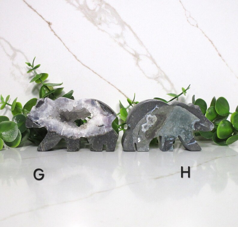 Blue Amethyst Crystal Bear Carving, Druzy Blue Gemtone Statue, Hand-Carved Stone Bear Figurine, Nature Home Decor, Animal Lovers Gift image 9