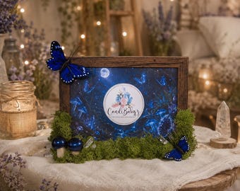 Fairycore Moss Picture Frame with Clear Quartz Crystals | 5x7 Green Witch Altar Decor | Amethyst, Mushroom & Butterfly Garden Party Gift