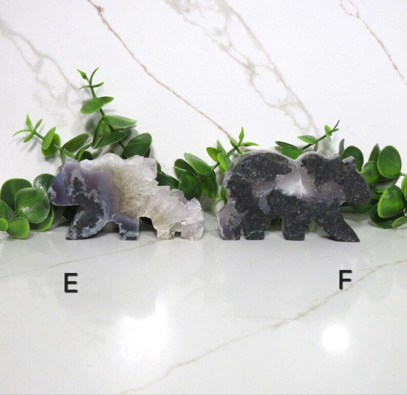 Blue Amethyst Crystal Bear Carving, Druzy Blue Gemtone Statue, Hand-Carved Stone Bear Figurine, Nature Home Decor, Animal Lovers Gift image 7