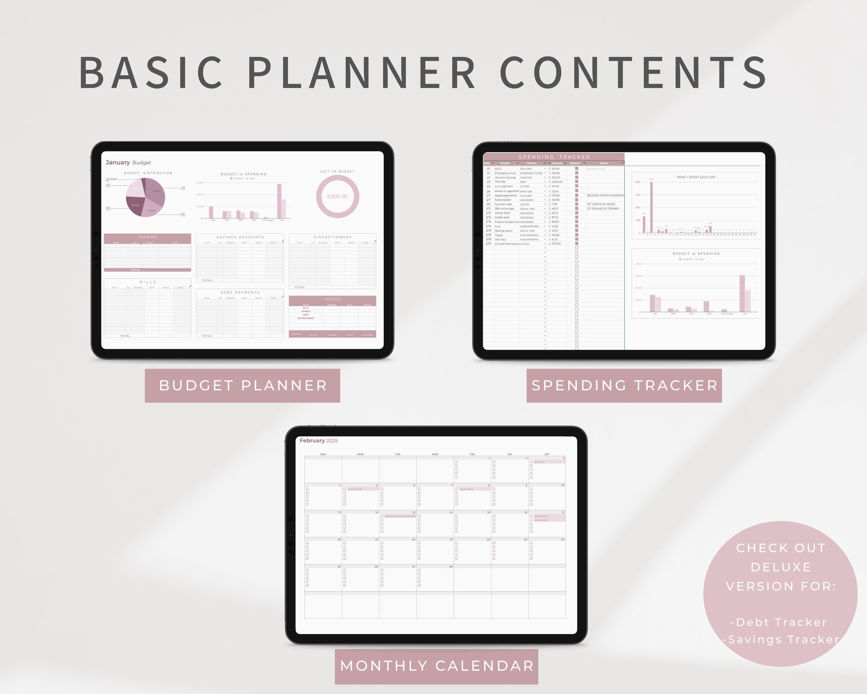 Monthly Basic Basic Monthly Budget Template Google Sheets Budget (rose) - Etsy