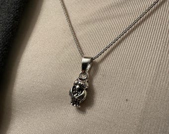 フクロウ 925 スターリングシルバー ネックレス、知恵と直感の