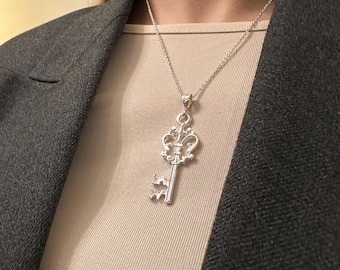 Collana con ciondolo a forma di chiave in argento sterling in stile vintage - Regalo simbolico