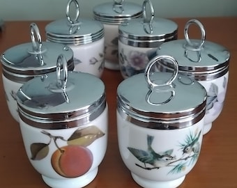 2 Vintage King Size Royal Worcester Porcelain Egg Coddlers With