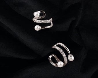 Pearl and Diamond Ear Cuffs