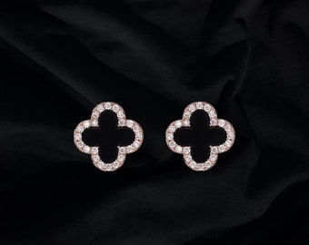 Clover Diamond Onyx Earrings