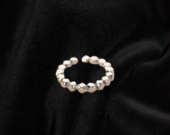 Geometric Silver Stone Ring, Instagram Trendy Jewelry, Insta Inspo TikTok Fashion Style, Internet Trends, Gift for Girlfriend, Friend Gift
