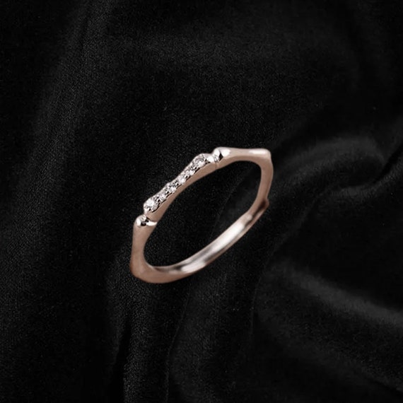 ★47bag ★ 925 Silver Bamboo Diamond Ring 664069 Bamboo Diamond Ring