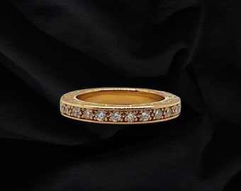 Anillo de oro de 22 quilates con pavé de diamantes, estilo corazón cromado dorado