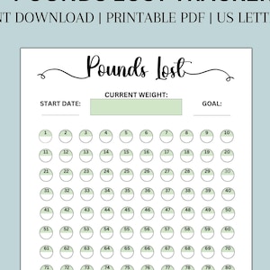 Pound Loss Tracker| Printable weight loss tracker |Weight Loss Journal | Pound Loss | Fat Loss Tracker| Printable PDF | A4, A5| Digital