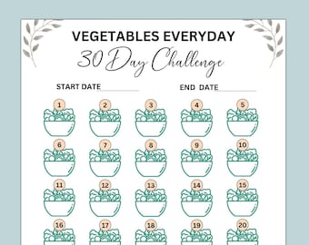 Vegetables Everyday Challenge| Printable Weight Loss Journal |Weight loss Tracker| 30 Day Goal Tracker | 30 Day Tracker| Printable PDF