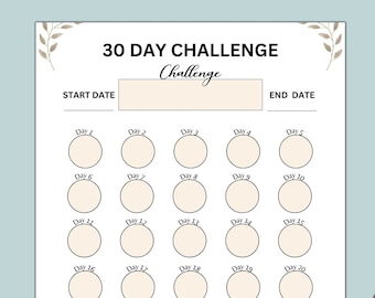 30 Day Challenge Tracker | 30 Day Challenge Printable |30 Day Habit Tracker| 30 Day Goal Tracker | 30 Day Tracker| Printable PDF | US Letter
