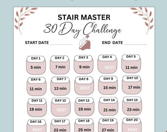 30 Day Stair master challenge | Fitness Challenge | 30 Day Goal Tracker| Habit tracker | 30 Day Tracker| Printable | Digital download