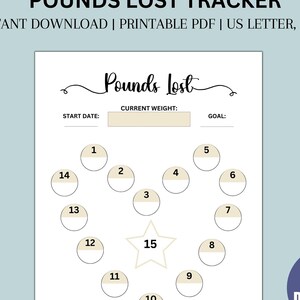 Gewichtsverlies-tracker| 15 pond| Afdrukbare tracker voor gewichtsverlies | Gewichtsverliesdagboek | Pondverlies | Tracker voor vetverlies| Afdrukbare PDF | A4, A5