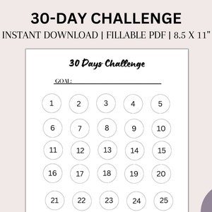 30 Day Challenge Tracker| 30 Day Challenge Printable |30 Day Habit Tracker| 30 Day Goal Tracker | 30 Day Tracker| Printable PDF | 30 Days