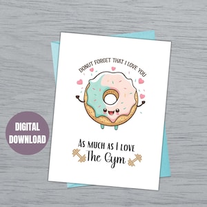 Cartão do Gym dos Namorados | Presentes de ginástica | Cartão de ginástica para ela ele | Cartão de aniversário | Cartão engraçado do Gym | Cartão de Fitness| Cartão de ginástica imprimível | Download Digital