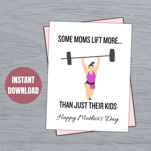 Sommige moeders liftkaart| Moederdagkaart sportschool| Moederdagkaart fitnesstraining| Crossfit Moederdag| Sportschoolmoederkaart| Kaart voor gymmoeder