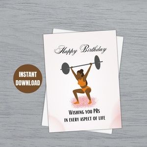 Zwart meisje Gym Card, African American Fitness Gift, Gym Card voor haar, Verjaardagskaart, Grappige Gym Card, Afdrukbare Gym Card, Digitale Download